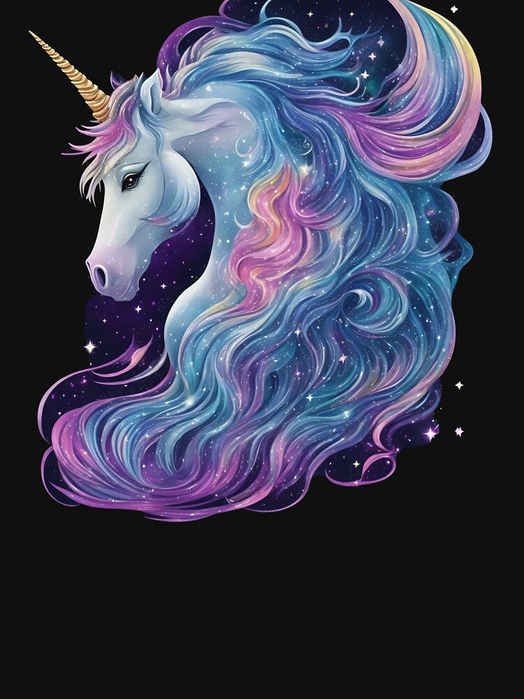Unicorn with flowing mane surrounded by stars by CoolPixels T-Shirts, Hoodie, Sweatshirt | BlankRebels.com (Image 3)