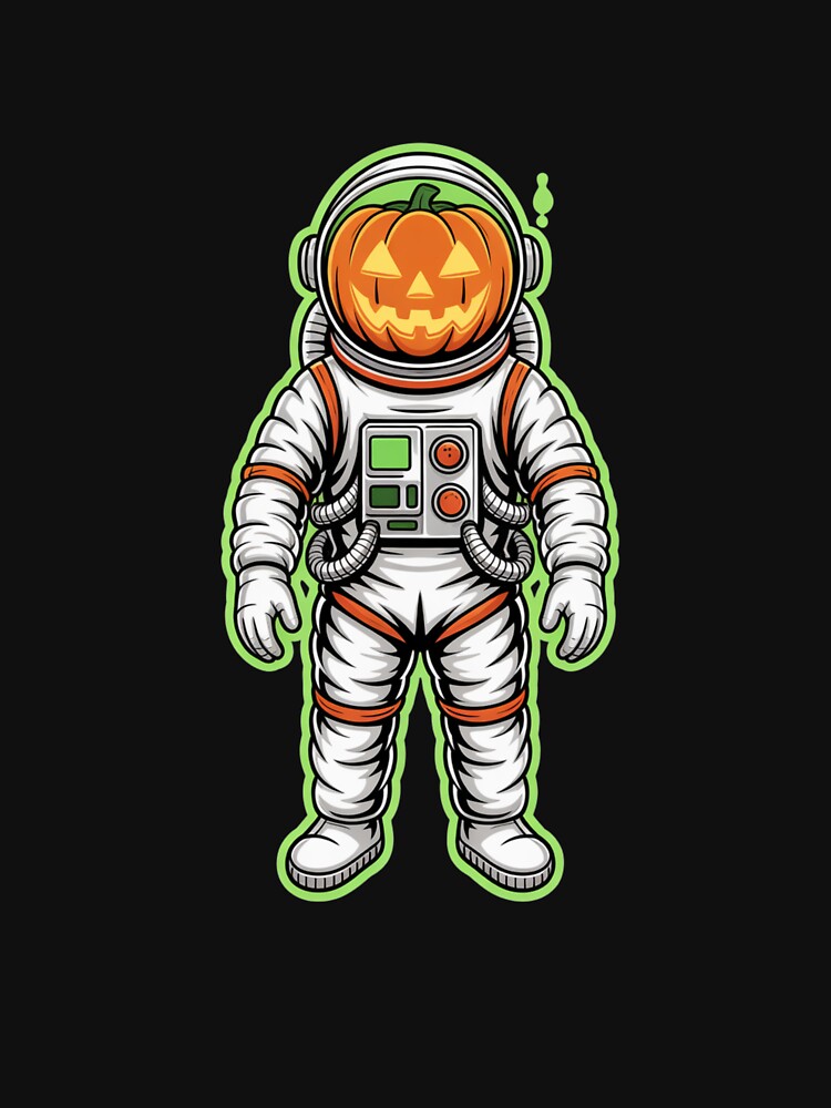 Pumpkin Head Astronaut – Spooky Halloween Space Explorer Design by ColorSplash123 T-Shirts, Hoodie, Sweatshirt (Image 3)