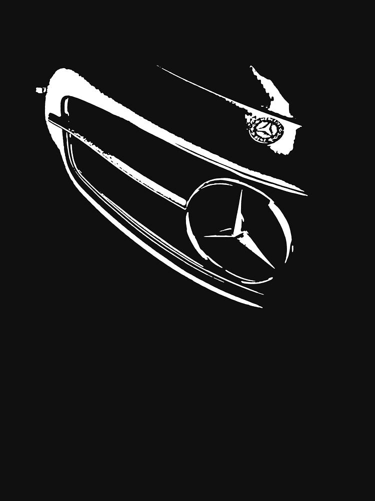 Minimalist Vintage Mercedes Grille Art - Black & White Silhouette Car Print by alex-yars T-Shirts, Hoodie,... (Image 3)