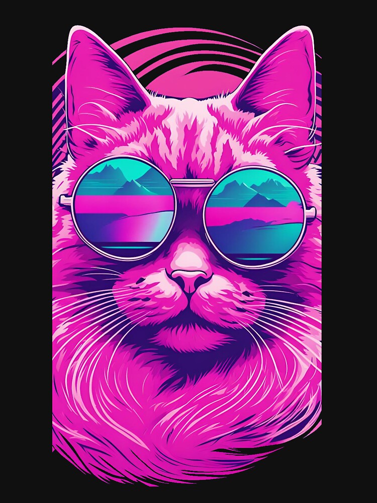 Cool Retro 80s Vaporwave Cat with sunglasses by Past-Midnight T-Shirts, Hoodie, Sweatshirt | BlankRebels.com (Image 3)