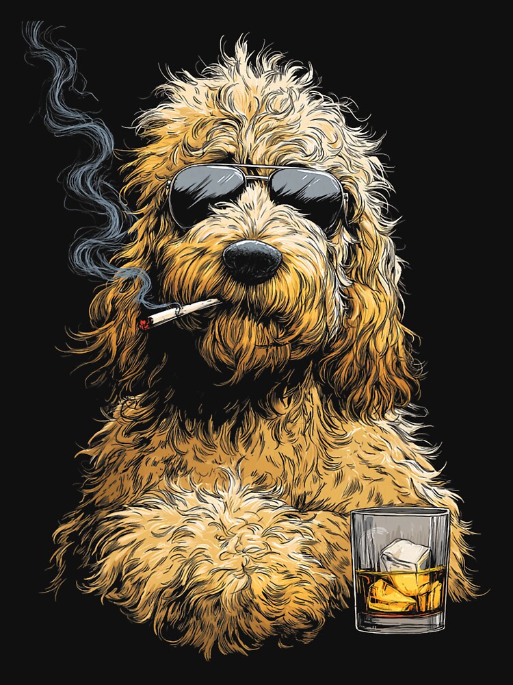 goldendoodle Dog Smoking Cigarette Funny Goldendoodle Meme by FrankIsabel T-Shirts, Hoodie, Sweatshirt (Image 3)