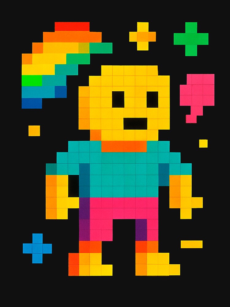 Pixel Rainbow Character – Colorful Retro 8-Bit Style Art by Samuk-Fern