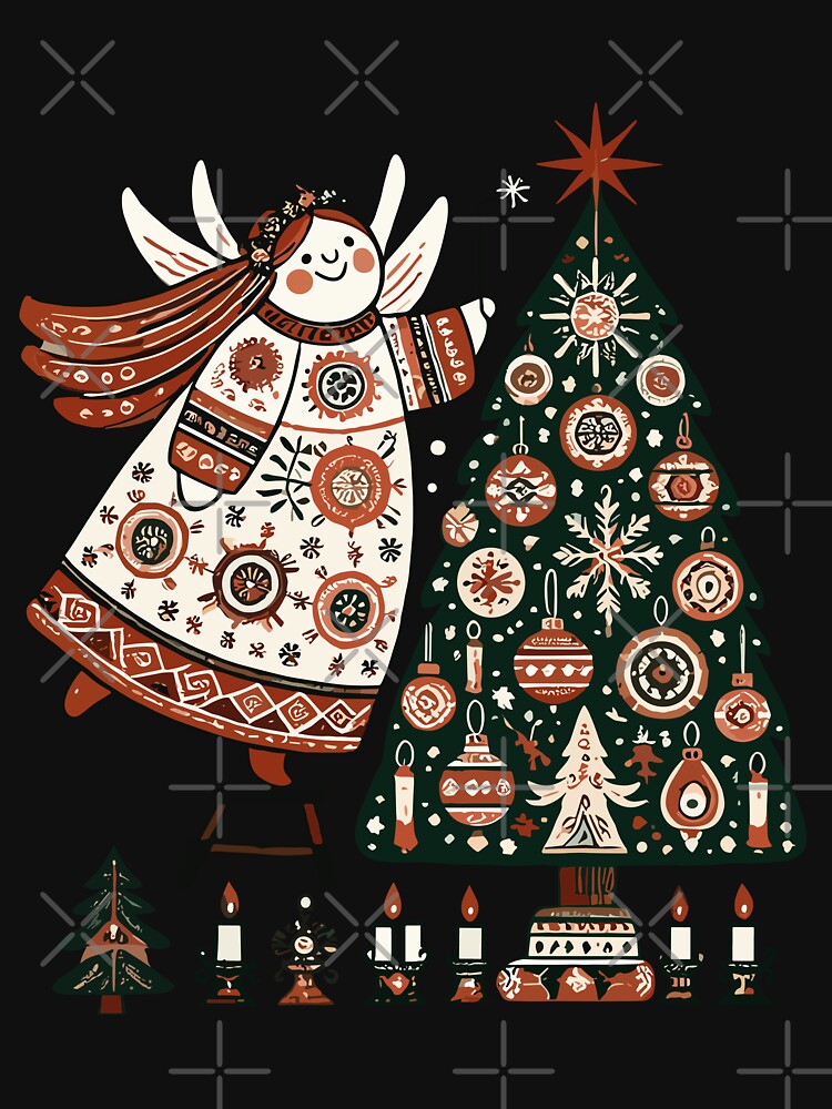 Angel With Christmas Tree And Candles Vintage by LuminOrb T-Shirts, Hoodie, Sweatshirt | BlankRebels.com (Image 3)