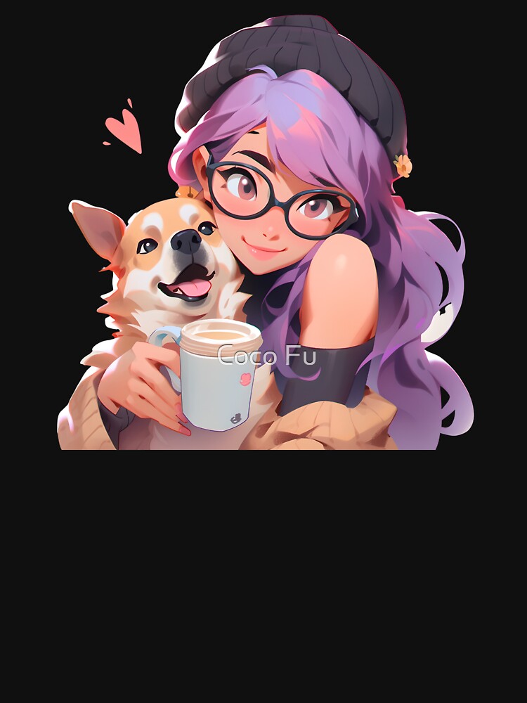 Books And Coffee And Dogs And Social Justice Anime Peeker by Coco Fu T-Shirts, Hoodie, Sweatshirt | BlankRebels.com (Image 3)
