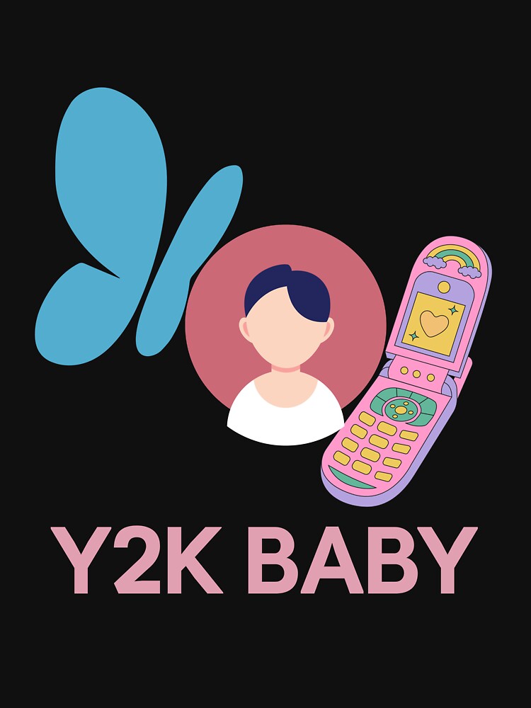 Y2K Baby T-Shirt – Nostalgic Flip Phone and MSN Butterfly Graphic Tee by Dee Vide Prints Hoodie, Sweatshirt (Image 3)