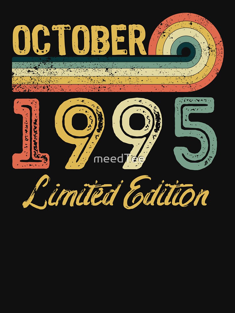Retro Vintage 26th Birthday - Born in October 1995 by meedTee T-Shirts, Hoodie, Sweatshirt | BlankRebels.com (Image 3)
