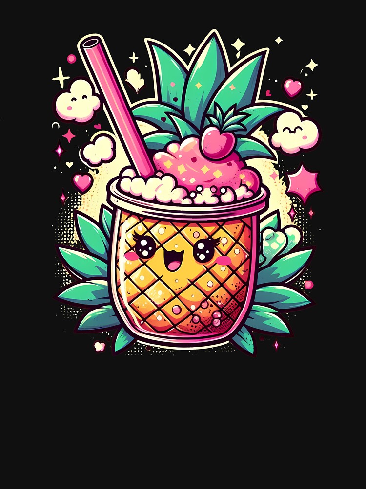Pineapple Bubble Tea Kawaii by JoeAndGaryArt T-Shirts, Hoodie, Sweatshirt | BlankRebels.com (Image 3)