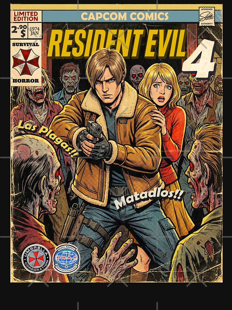 Resident Evil 4 Leon Ashley Comic Retro Gaming Art T-Shirts, Hoodie, Sweatshirt