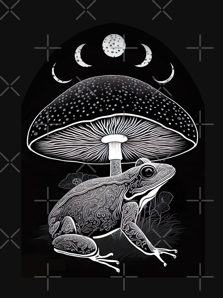 Frog Under Mushroom Dark Academia Cottagecore Aesthetic Goth Mystical - Edgy Fairygrunge Look by nicestr... (Image 3)