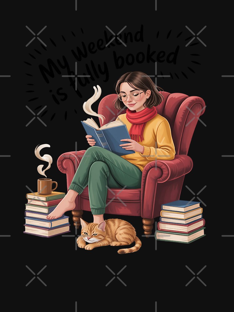 My Weekend Is Fully Booked Cozy Bookworm Love Reading by velltoons T-Shirts, Hoodie, Sweatshirt | BlankRebels.com (Image 3)