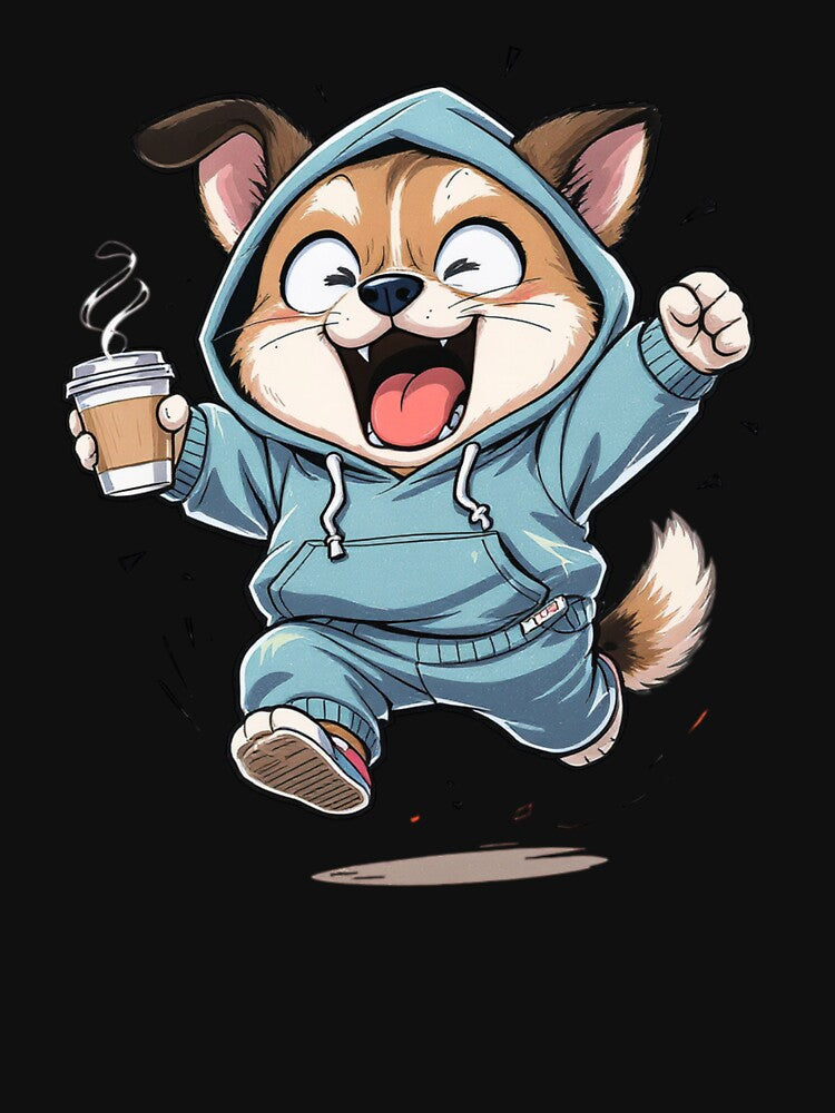Crazy Energetic Kawaii Dog with Coffee | Funny Chibi Dog Cartoon by ColorSplash123 T-Shirts, Hoodie, Sweatshirt (Image 3)