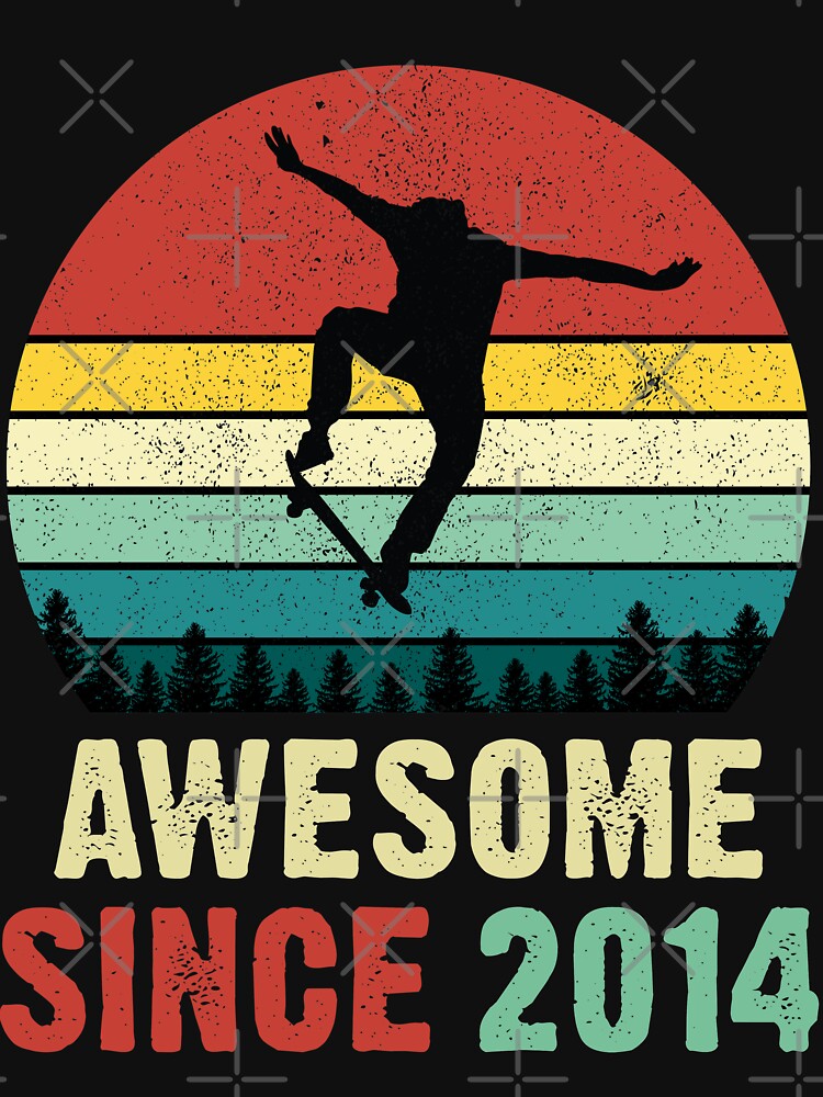 7th Birthday Skateboard Skate Awesome Since 2014 by RetroStyle247 T-Shirts, Hoodie, Sweatshirt | BlankRebels.com (Image 3)