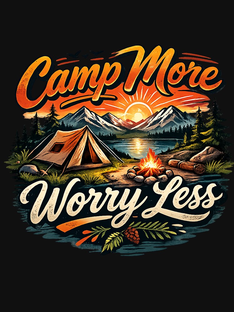 Camp More Worry Less Shirt | Camping Lover Gift | Outdoor Adventure Graphic by HubCreates Hoodie, Sweatshirt (Image 3)