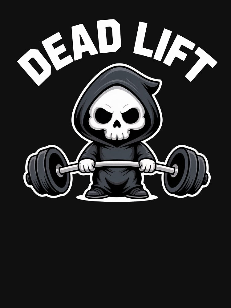 Dead Lift Grim Reaper Gym Pun Shirt – Cute Skull Powerlifting Barbell Fitness Tee by PosiMCreations Hoodie,... (Image 3)