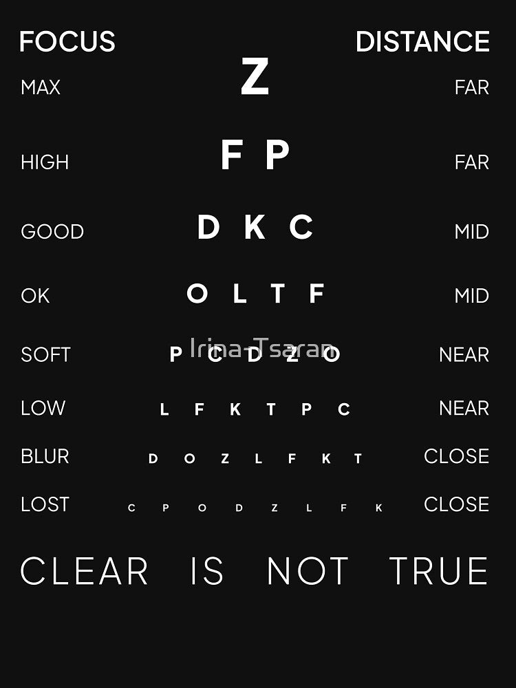 CLEAR IS NOT TRUE – Vision Test Typography Art Print by Irina-Tsaran T-Shirts, Hoodie, Sweatshirt | BlankRebels.com (Image 3)
