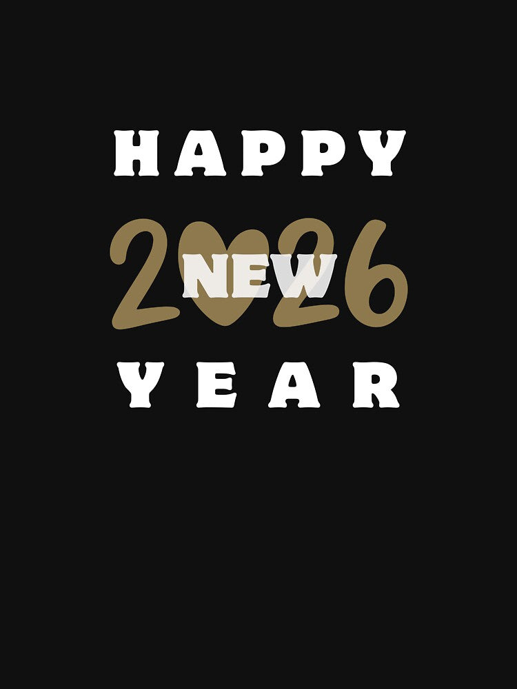 2026 New Year Heart Design – Minimal Happy New Year 2026 Typography by glowtrendz T-Shirts, Hoodie, Sweatshirt (Image 3)
