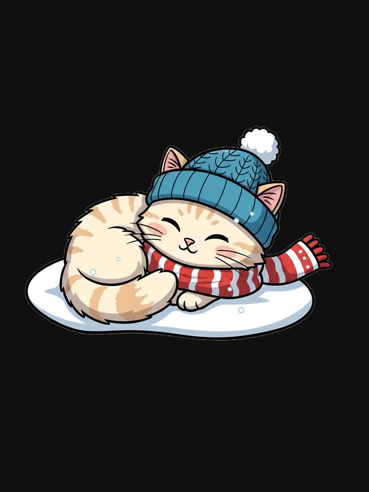 Cute Winter Cat Cartoon Design by RabeeaPrintOo T-Shirts, Hoodie, Sweatshirt | BlankRebels.com (Image 3)
