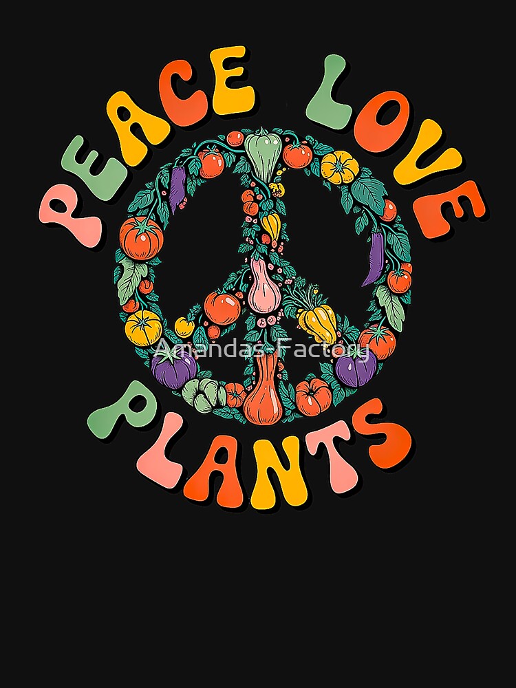 World Vegan Day Peace Love Plants Retro Design by Amanda's Factory T-Shirts, Hoodie, Sweatshirt | BlankRebels.com (Image 3)