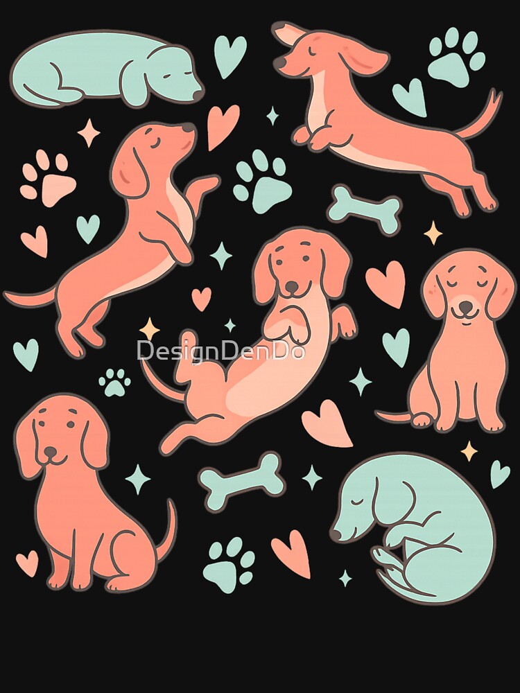 Dachshund Dog, Hand Drawn Doodle Design, Wiener, Doxie by DesignDenDo ⭐⭐⭐⭐⭐ T-Shirts, Hoodie, Sweatshirt (Image 3)