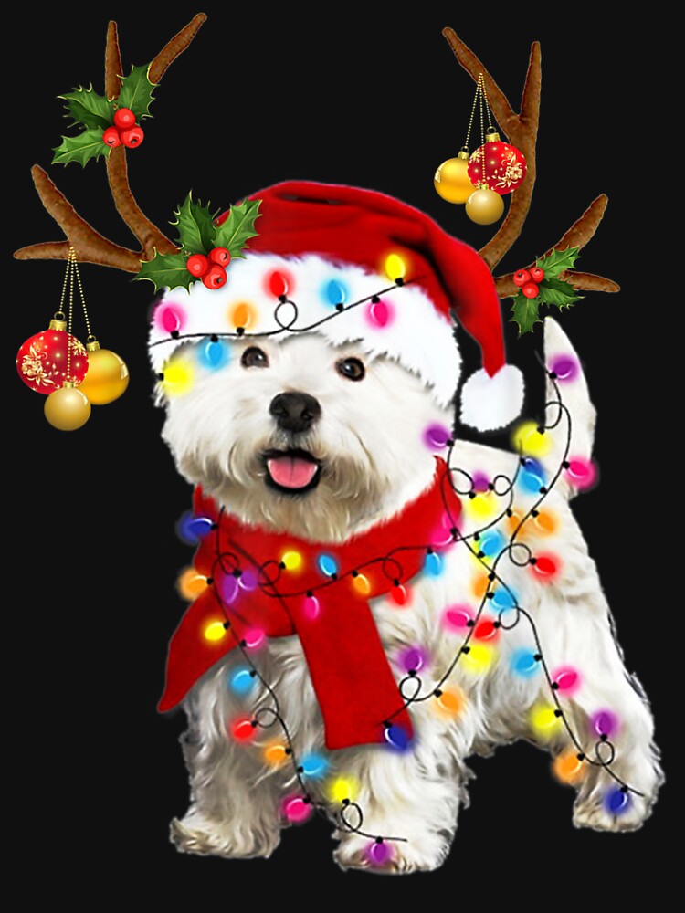 Funny Westie Dog With Reindeer Horn Funny Christmas Dog Pet by ManishDayal T-Shirts, Hoodie, Sweatshirt (Image 3)