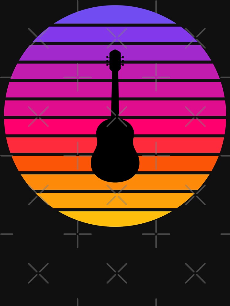 Retro Sunset Acoustic Guitar Silhouette by JPareDesign T-Shirts, Hoodie, Sweatshirt | BlankRebels.com (Image 3)