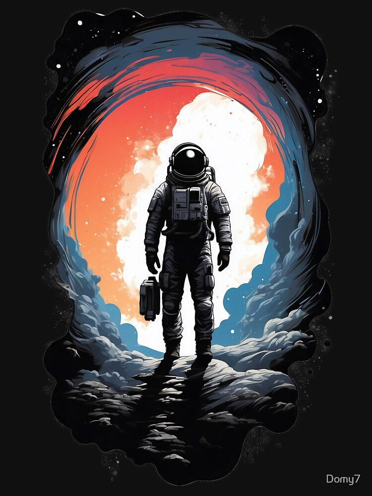 Silhouette of a Solitary Astronaut: Exploring the Inky Blackness of Space by Domy7 T-Shirts, Hoodie, Sweatshirt (Image 3)