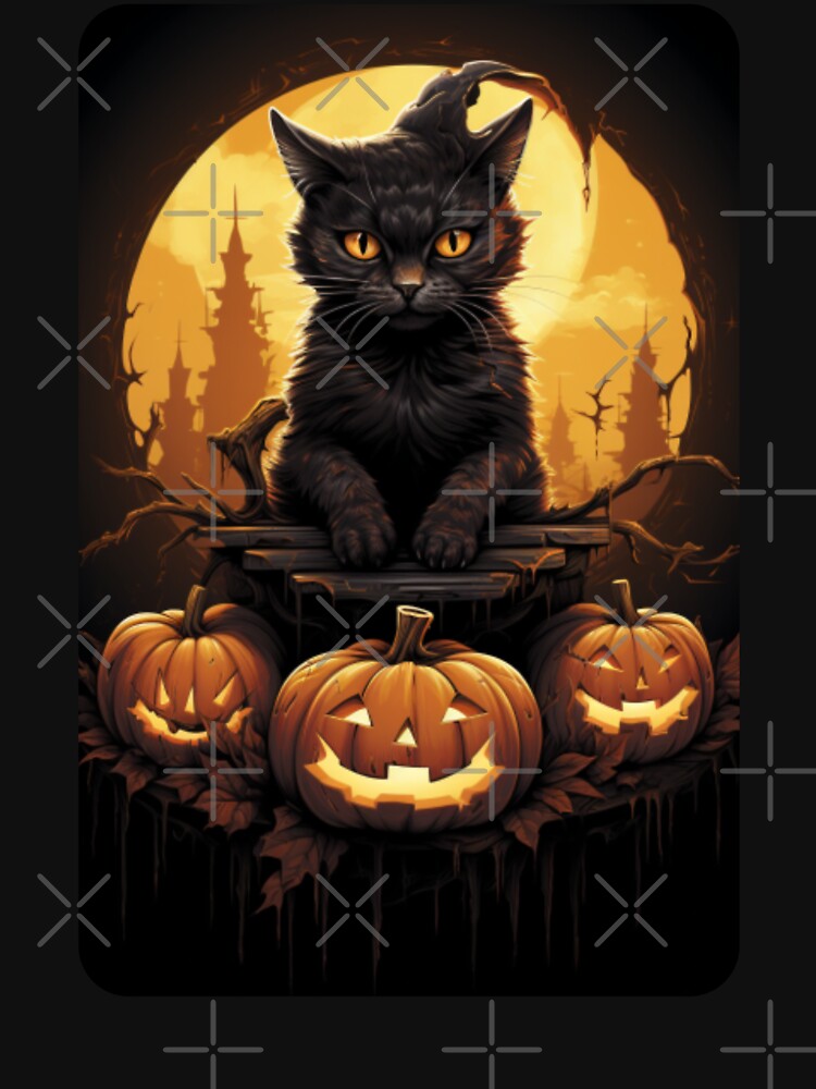 Black Cat Jack O Lantern Halloween by MojaveTradePost T-Shirts, Hoodie, Sweatshirt | BlankRebels.com (Image 3)