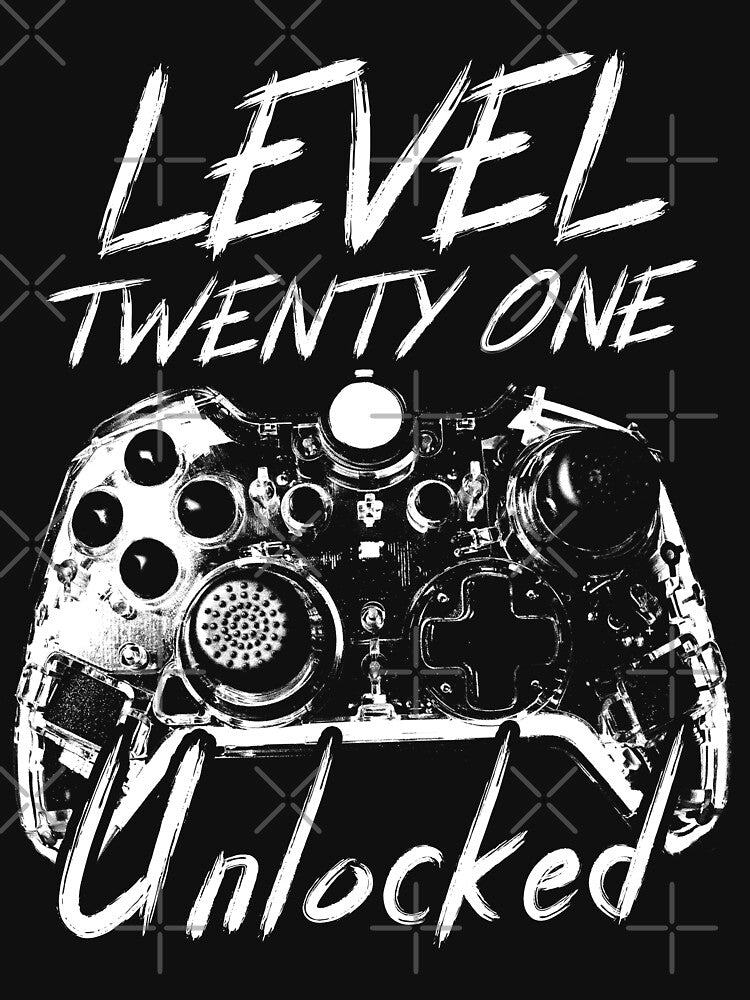 21 Years Old Level 21 Unlocked 21st Gamer Birthday by TranscendFlow T-Shirts, Hoodie, Sweatshirt | BlankRebels.com (Image 3)