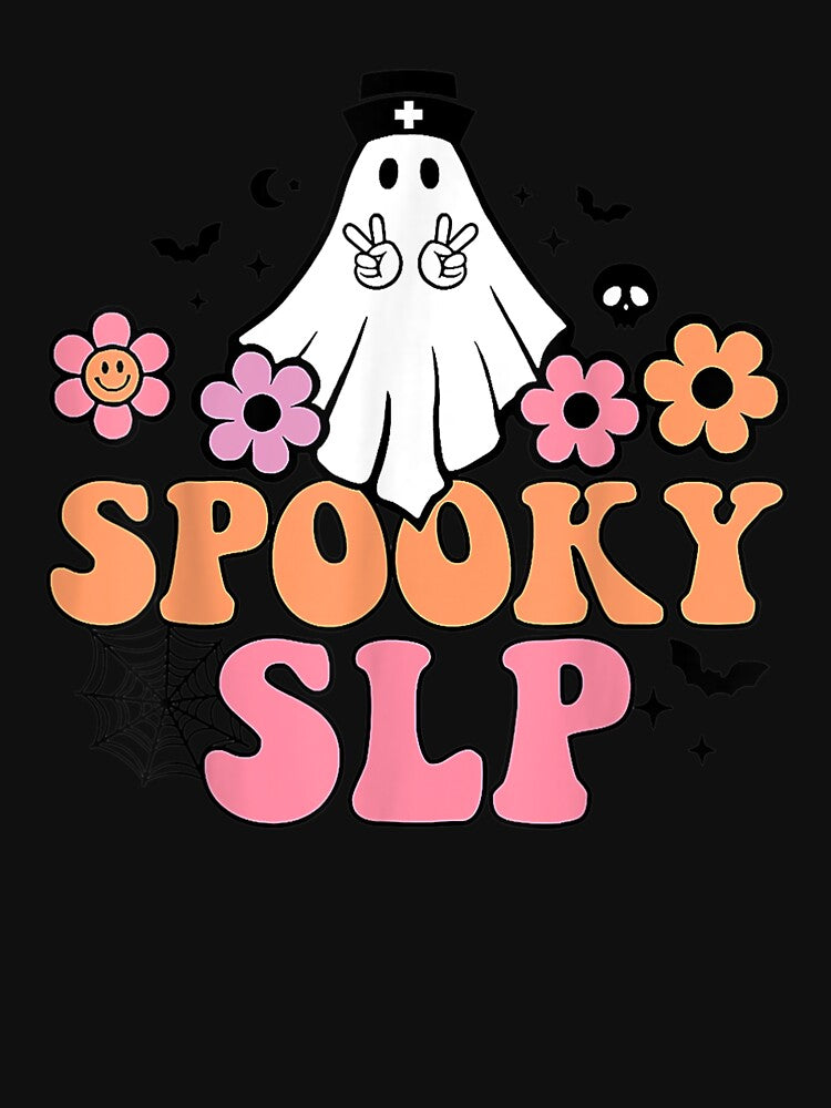 Spooky SLP Speech Language Pathologist Ghost Halloween by Spencerhowar T-Shirts, Hoodie, Sweatshirt (Image 3)