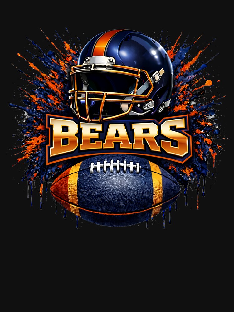 Navy & Orange Gridiron Helmet – Retro Football Splash Art by AllyPrimeArt T-Shirts, Hoodie, Sweatshirt (Image 3)