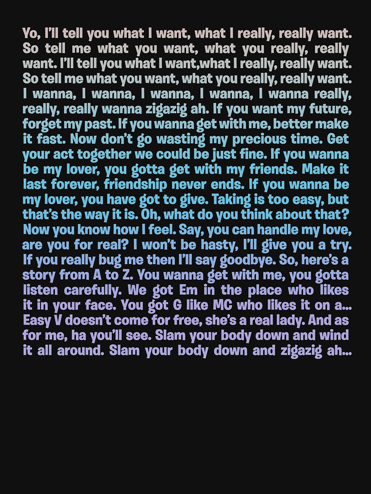 Wannabe - Spice Girls (lyrics) v.4 by x1brett T-Shirts, Hoodie, Sweatshirt | BlankRebels.com (Image 3)
