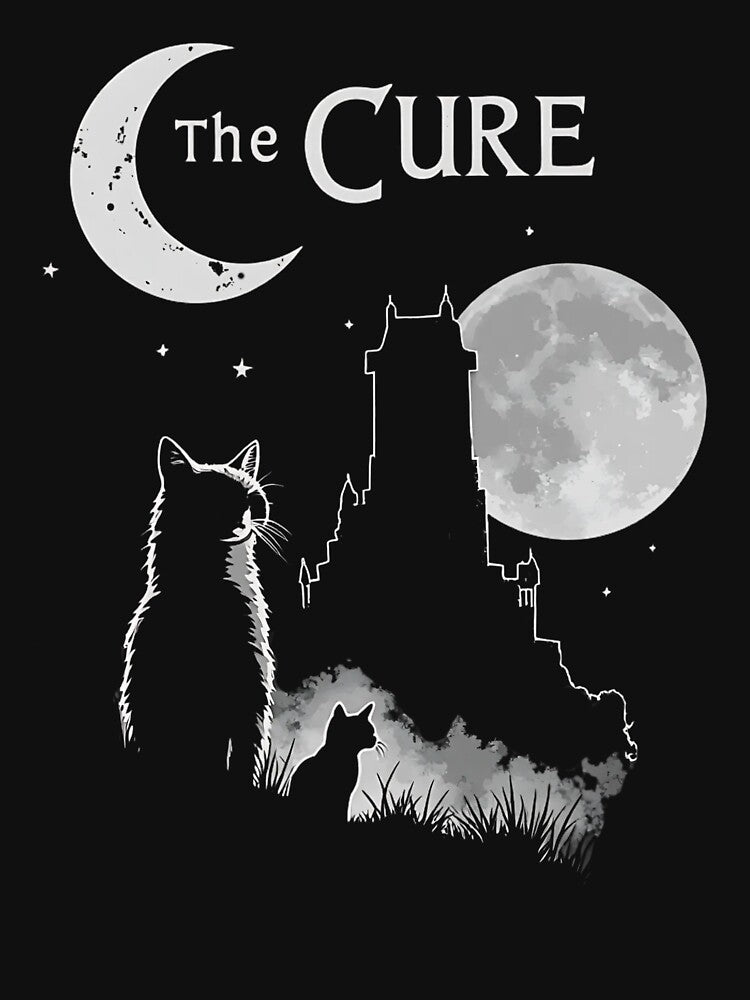 The Cure Vintage Cat Moon Funny The Cure Cat Lover Women Men T-Shirt by KohinurHere Hoodie, Sweatshirt (Image 3)