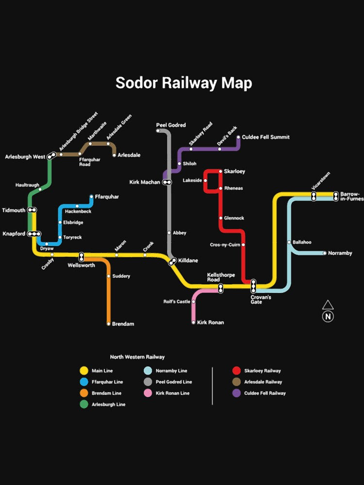 Sodor Railway Map by UKAmobile T-Shirts, Hoodie, Sweatshirt | BlankRebels.com (Image 3)