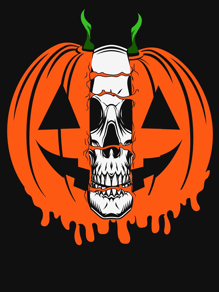 Pumpkin Skull Halloween Horror by Teapot-art T-Shirts, Hoodie, Sweatshirt | BlankRebels.com (Image 3)