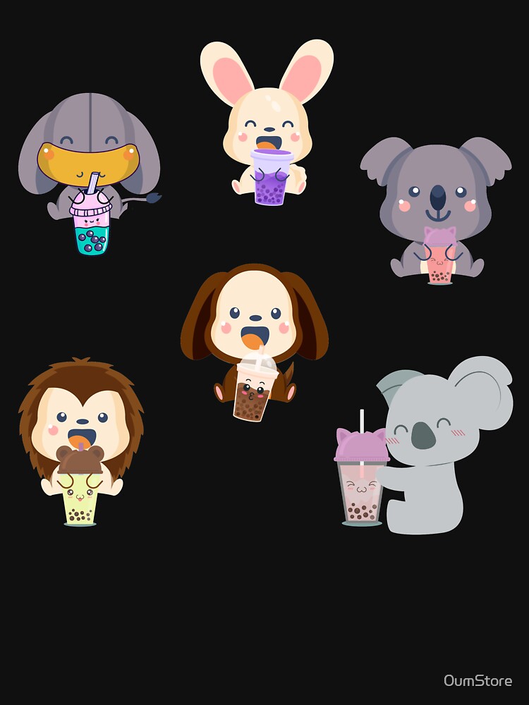 Kawaii Animal Boba Tea cute elephant rabbit koala monkey lion by 0umStore T-Shirts, Hoodie, Sweatshirt (Image 3)