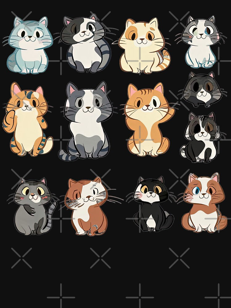 cute funny cat pattern cheerful colorful round cats,aesthetic cat art,funny cat,Cat Lover,cute cat,cat pattern... (Image 3)