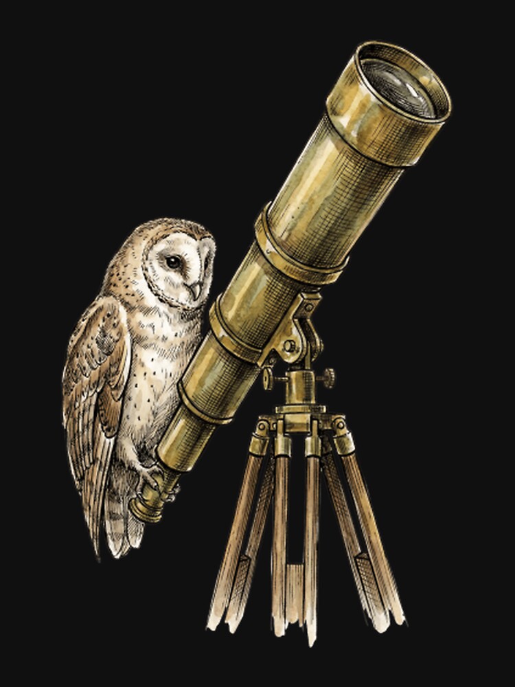 Celestial Barn Owl Astronomer Vintage Illustration by ForestLibrary T-Shirts, Hoodie, Sweatshirt | BlankRebels.com (Image 3)