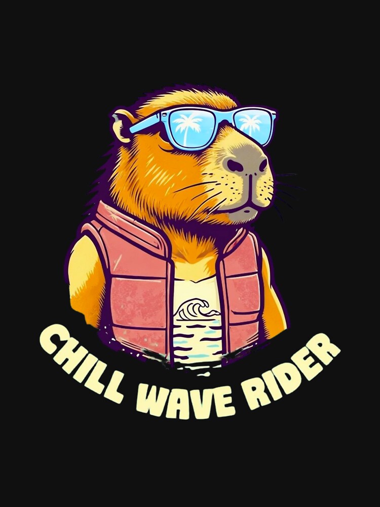 Chill Surfer Capybara with Sunglasses & Surf Vest – Summer Beach Vibes by Colorful-Garden T-Shirts, Hoodie,... (Image 3)