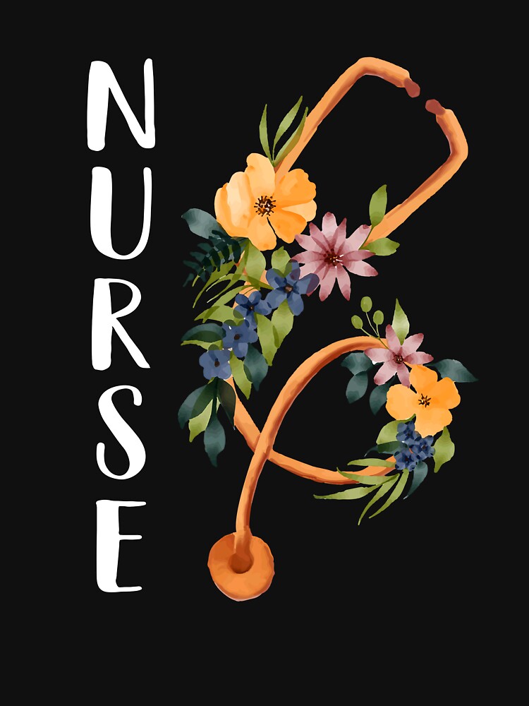 Floral Stethoscope - Funny Nursing Tshirt by SunsetGloww Hoodie, Sweatshirt | BlankRebels.com (Image 3)