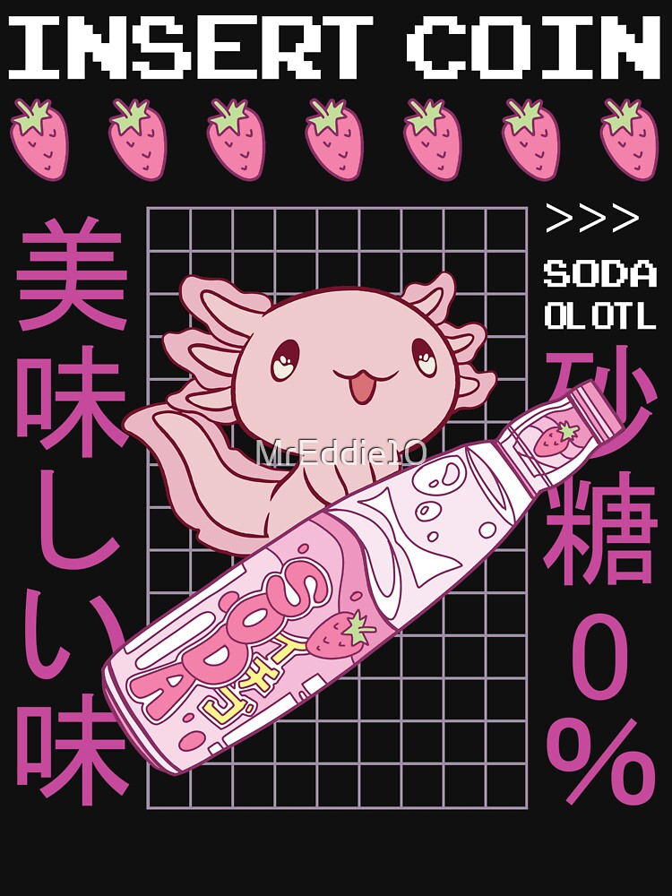 Kawaii Axolotl Riding Soda Aesthetic Japanese Anime by MrEddie10 T-Shirts, Hoodie, Sweatshirt | BlankRebels.com (Image 3)