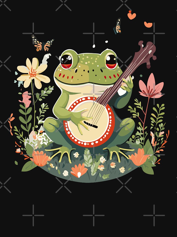 Cute Cottagecore Aesthetic Frog Playing Banjo Vintage Graphic by Dapper-Art T-Shirts, Hoodie, Sweatshirt (Image 3)