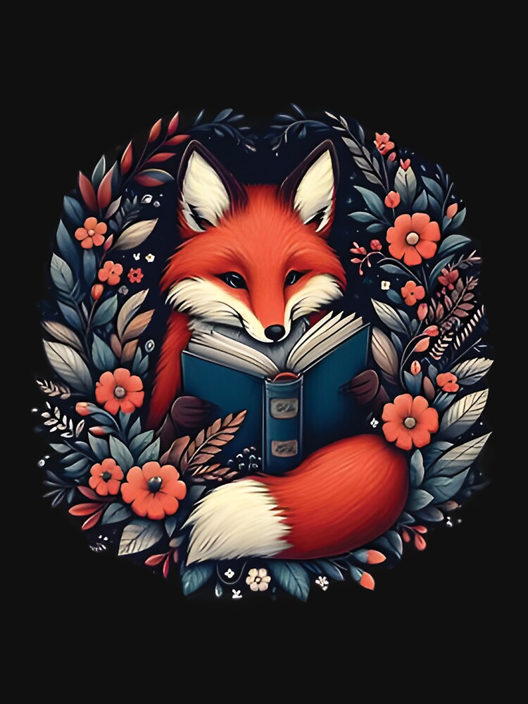cottagecore aesthetic floral fox with book cute goblincore by Almasrigroup T-Shirts, Hoodie, Sweatshirt (Image 3)