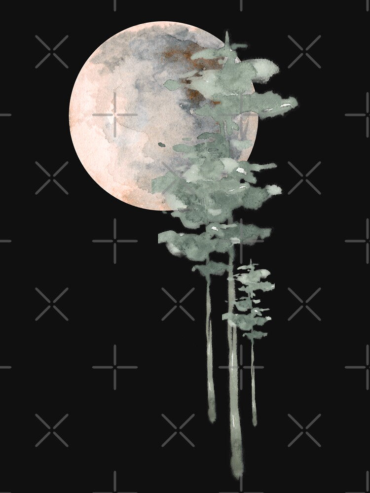 Mystic Forest Moon Watercolor Art by kazoart T-Shirts, Hoodie, Sweatshirt | BlankRebels.com (Image 3)