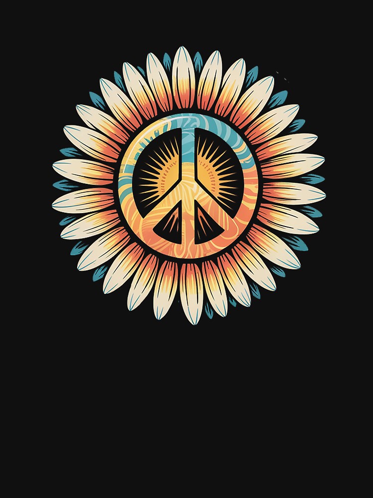 Hippie Daisy Peace Sign Flower Sunflower Lovers by repconomArt T-Shirts, Hoodie, Sweatshirt | BlankRebels.com (Image 3)