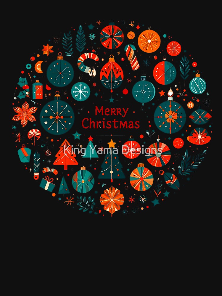 Modern Festive Wreath - Geometric Christmas Baubles & Trees by King Yama Designs
