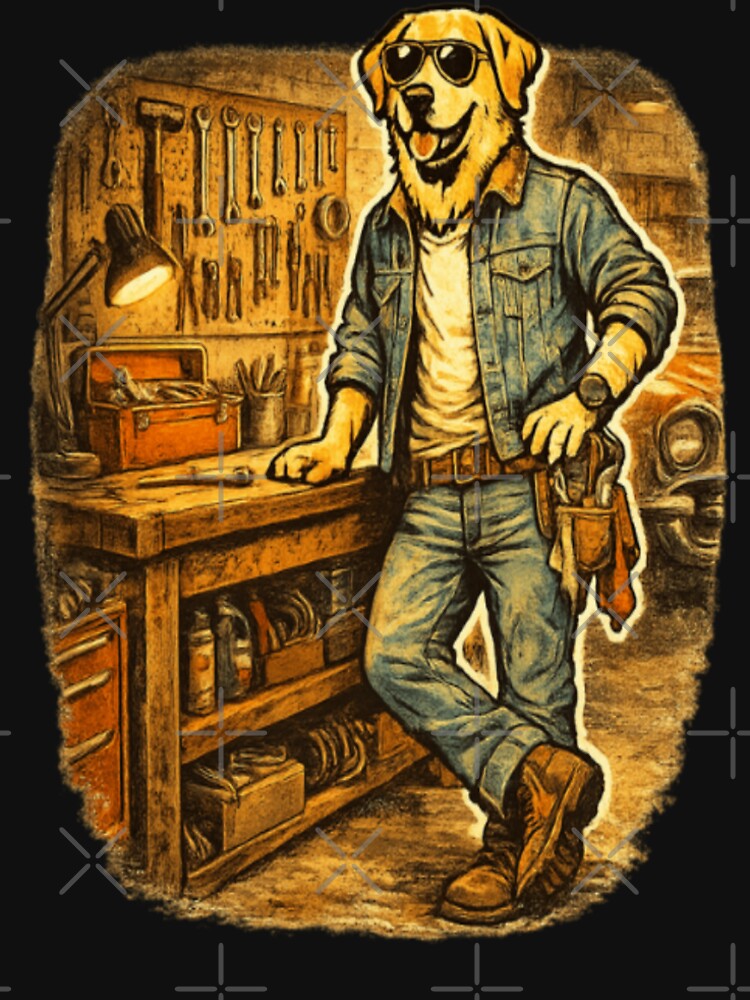 Labrador Dad Workshop Retro Illustration by PawPrintCustom T-Shirts, Hoodie, Sweatshirt | BlankRebels.com (Image 2)