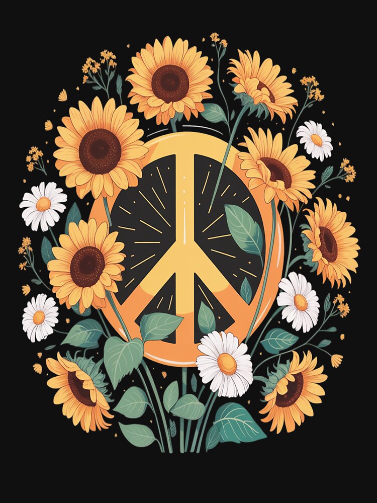 Hippie Peace Sign Flower Sunflower by ProudForFunny T-Shirts, Hoodie, Sweatshirt | BlankRebels.com (Image 3)