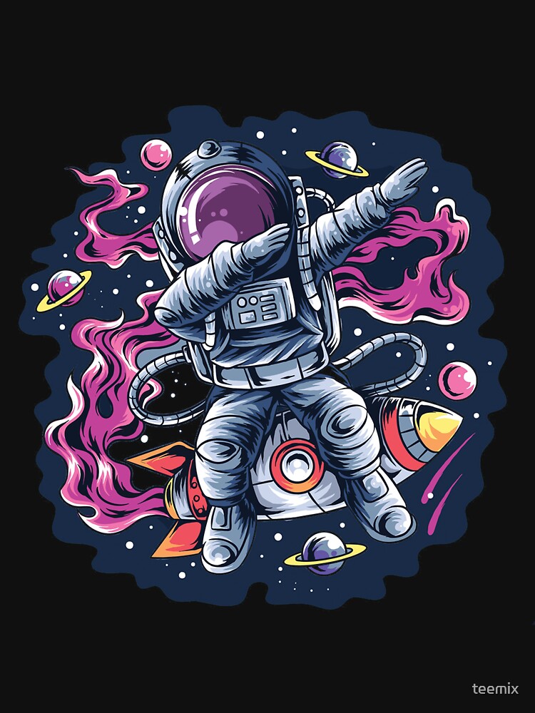 astronaut dabbing style on a space rocket with the stars and planets vector by teemix T-Shirts, Hoodie, Sweatshirt (Image 3)