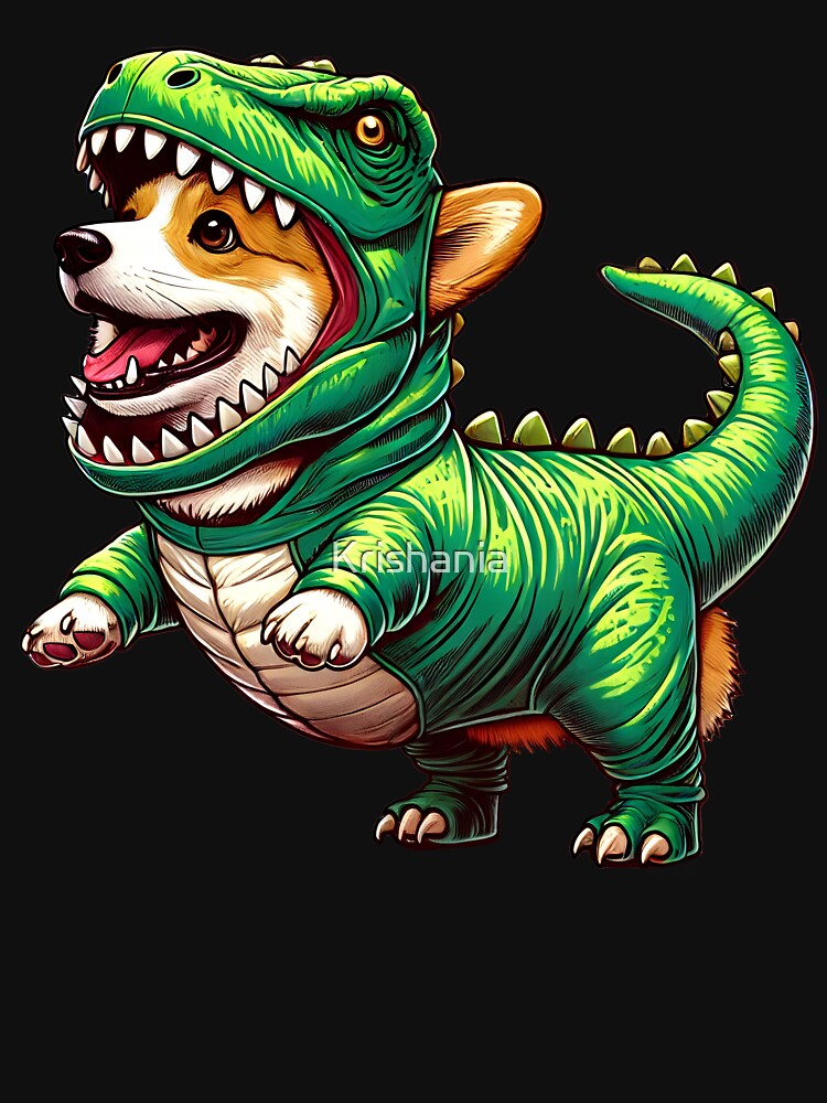 Funny Corgi Wearing Dinosaur Outfit Dog Lover by Kimberley King Art  King Art T-Shirts, Hoodie, Sweatshirt (Image 3)