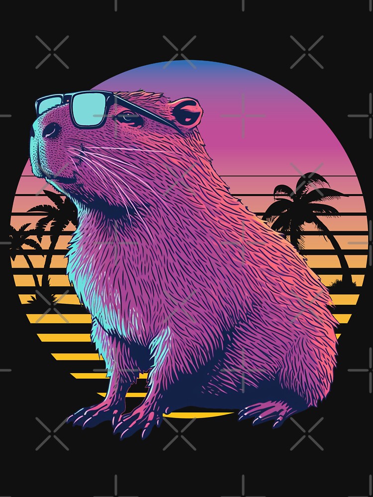 Funny Capybara Vintage Rodent Retro Vaporwave Aesthetic by ahmed2751989 T-Shirts, Hoodie, Sweatshirt (Image 3)
